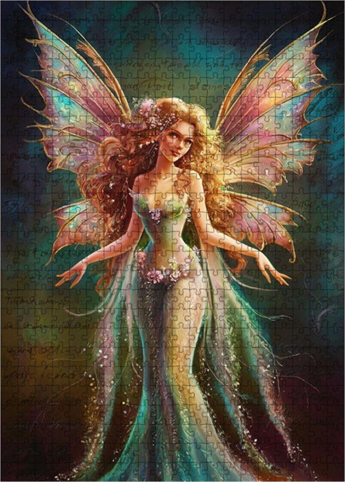 Ahşap Mdf Puzzle Yapboz Renkli Kanatlı Peri Kızı 500 Parça 50 x 70 cm