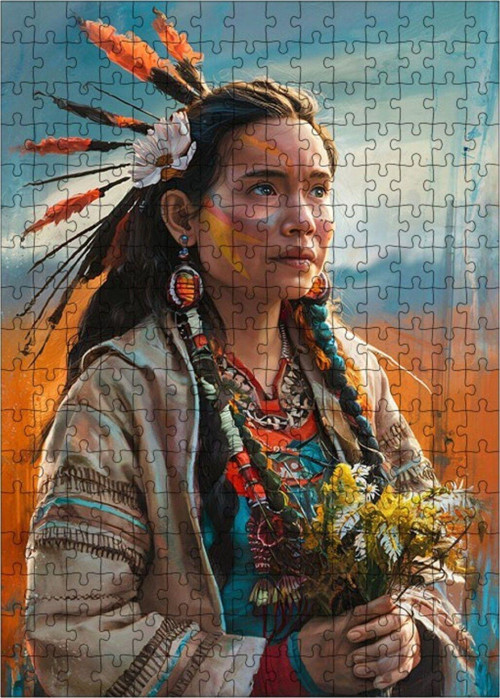 Ahşap Mdf Puzzle Yapboz Kızılderili Kadın 255 Parça 35 x 50 cm