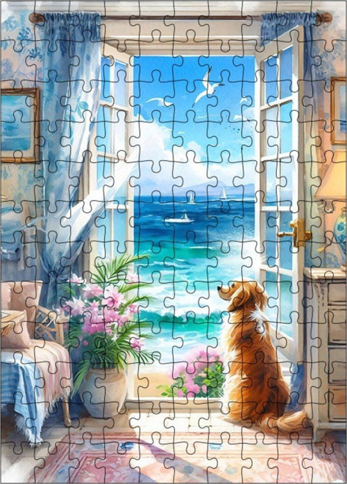 Ahşap Mdf Puzzle Yapboz Manzara Ve Köpek 120 Parça 25 x 35 cm
