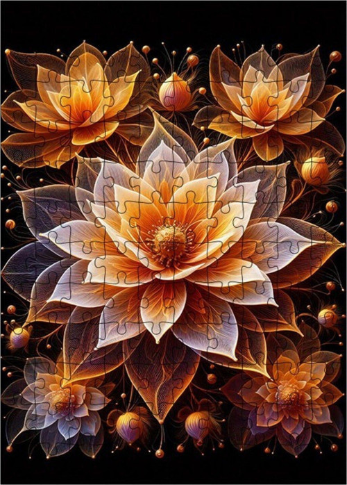 Ahşap Mdf Puzzle Yapboz Sukulent Çiçeği 120 Parça 25 x 35 cm