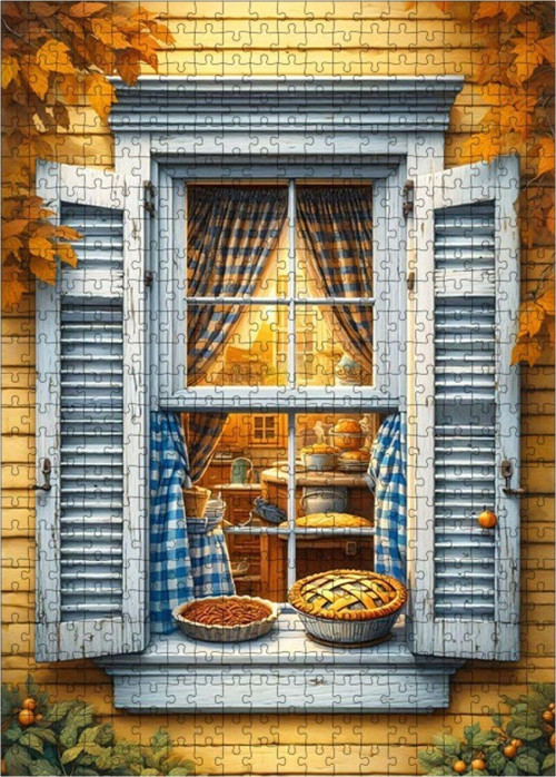 Ahşap Mdf Puzzle Yapboz Pencere Ve Kekler 500 Parça 50 x 70 cm