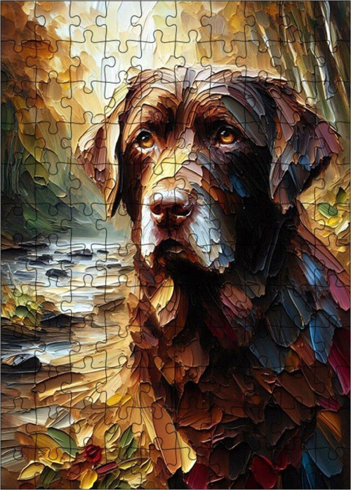 Ahşap Mdf Puzzle Yapboz Kahverengi Av Köpeği 120 Parça 25 x 35 cm