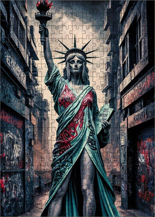 Ahşap Mdf Puzzle Yapboz Grafitili Özgürlük Heykeli 255 Parça 35 x 50 cm