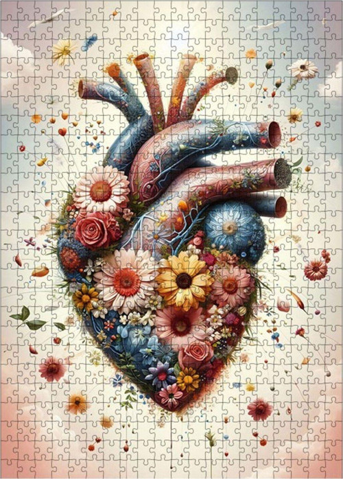 Ahşap Mdf Puzzle Yapboz Bahar Ve Kalp 500 Parça 50 x 70 cm