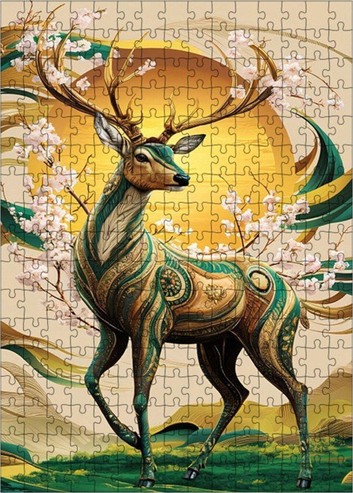 Ahşap Mdf Puzzle Yapboz Desenli Geyik 255 Parça 35 x 50 cm