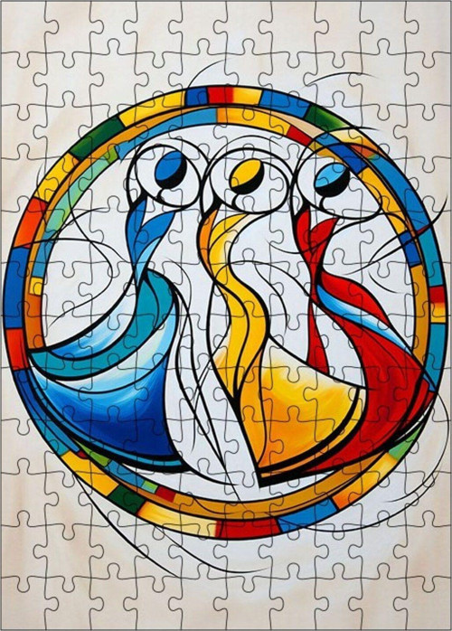 Ahşap Mdf Puzzle Yapboz Dans Eden Soyut Kadınlar 120 Parça 25 x 35 cm