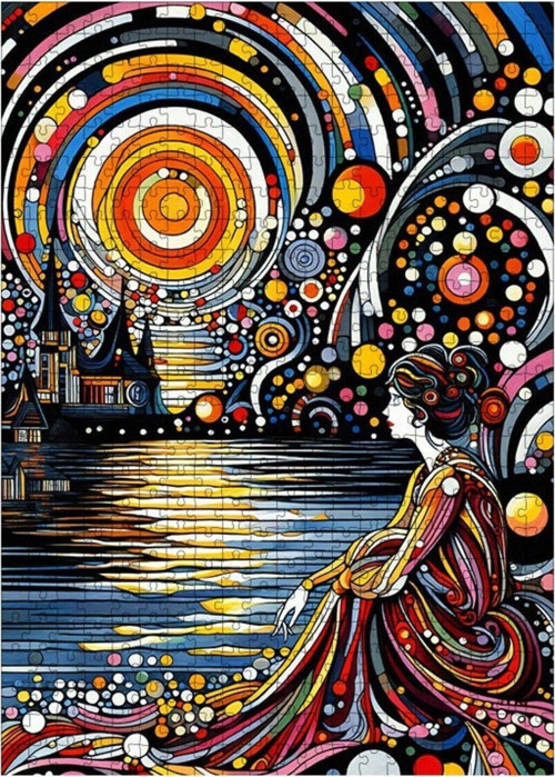 Ahşap Mdf Puzzle Yapboz Renkler Ve Asyalı Kadın 500 Parça 50 x 70 cm