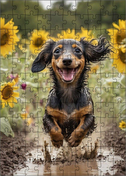 Ahşap Mdf Puzzle Yapboz Koşan Mutlu Köpek 120 Parça 25 x 35 cm