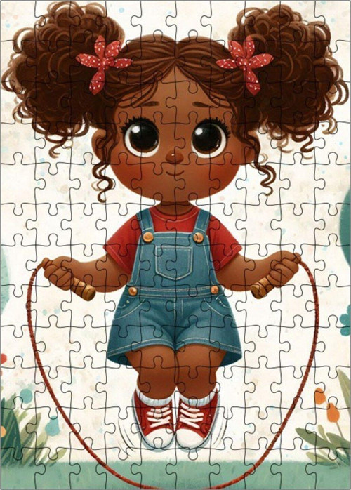 Ahşap Mdf Puzzle Yapboz İp Atlayan Kız 120 Parça 25 x 35 cm