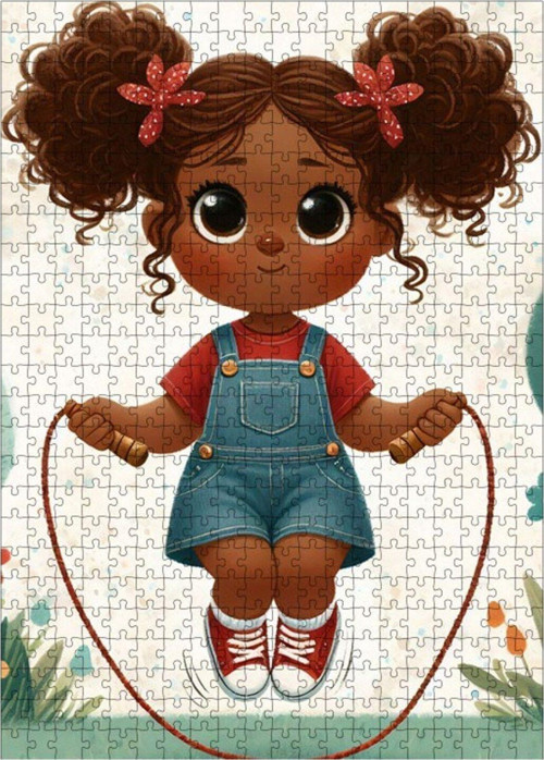 Ahşap Mdf Puzzle Yapboz İp Atlayan Kız 500 Parça 50 x 70 cm