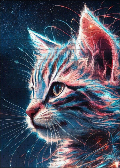Ahşap Mdf Puzzle Yapboz Renkli Kedi 255 Parça 35 x 50 cm