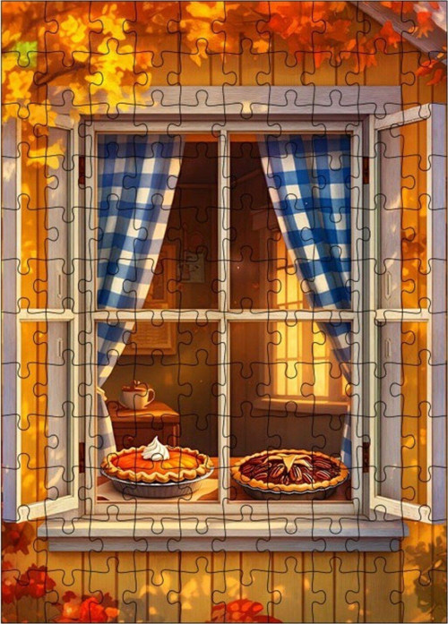 Ahşap Mdf Puzzle Yapboz Penceredeki Turtalar 120 Parça 25 x 35 cm