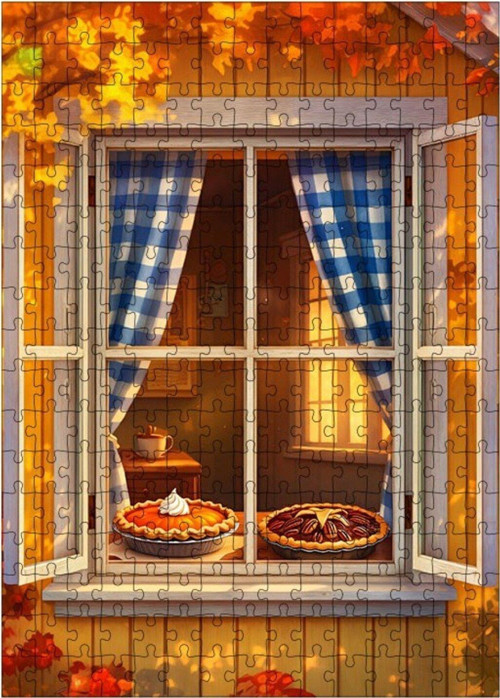 Ahşap Mdf Puzzle Yapboz Penceredeki Turtalar 255 Parça 35 x 50 cm