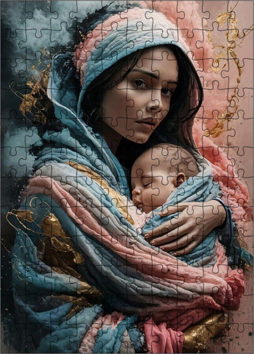 Ahşap Mdf Puzzle Yapboz Anne Ve Çocuğu 120 Parça 25 x 35 cm
