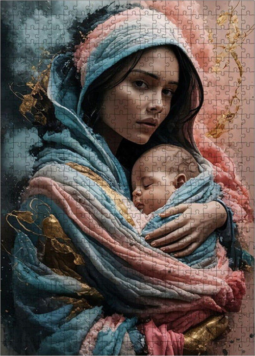 Ahşap Mdf Puzzle Yapboz Anne Ve Çocuğu 500 Parça 50 x 70 cm