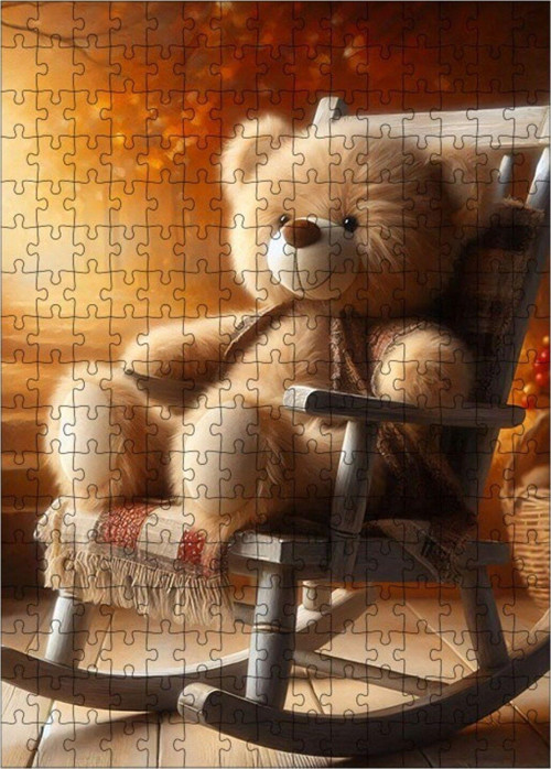 Ahşap Mdf Puzzle Yapboz Sandalyedeki Peluş Ayı 255 Parça 35 x 50 cm