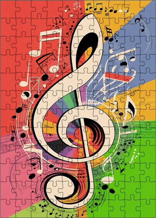 Ahşap Mdf Puzzle Yapboz Sol Anahtarı Müzik Temalı 120 Parça 25 x 35 cm