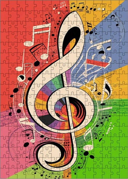 Ahşap Mdf Puzzle Yapboz Sol Anahtarı Müzik Temalı 255 Parça 35 x 50 cm
