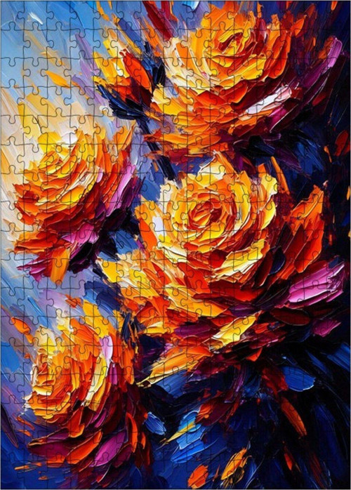 Ahşap Mdf Puzzle Yapboz Çiçek Patlaması 255 Parça 35 x 50 cm