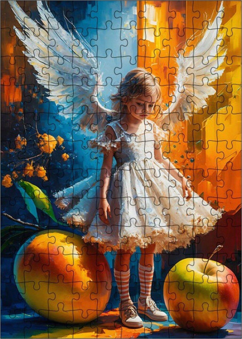 Ahşap Mdf Puzzle Yapboz Melek Kız 120 Parça 25 x 35 cm