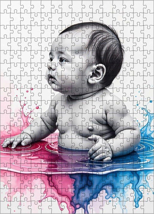 Ahşap Mdf Puzzle Yapboz Bebek Renkleri 255 Parça 35 x 50 cm