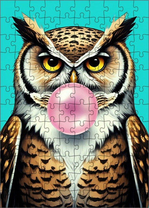 Ahşap Mdf Puzzle Yapboz Sakız Baykuş 120 Parça 25 x 35 cm
