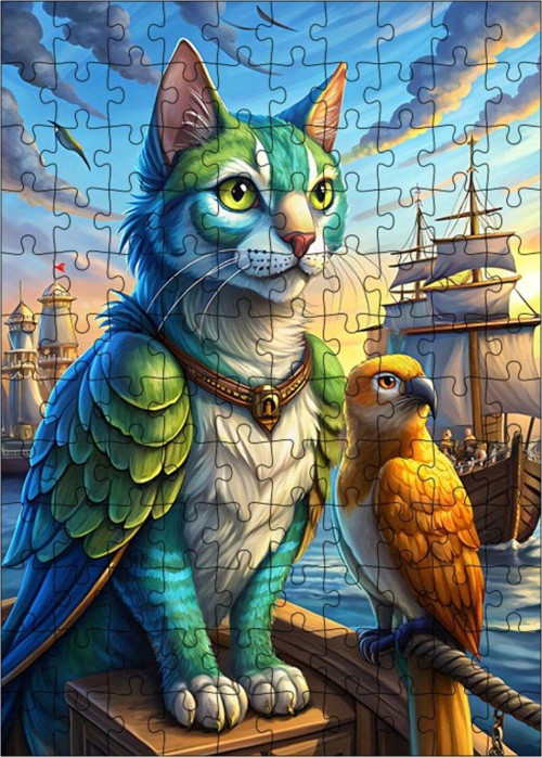 Ahşap Mdf Puzzle Yapboz Korsan Kedi 120 Parça 25 x 35 cm