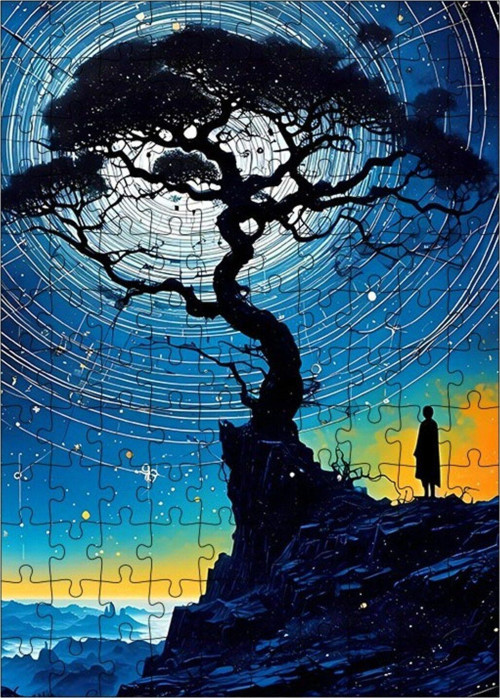 Ahşap Mdf Puzzle Yapboz Yüksekteki Ağaç Ve Manzara 120 Parça 25 x 35 cm