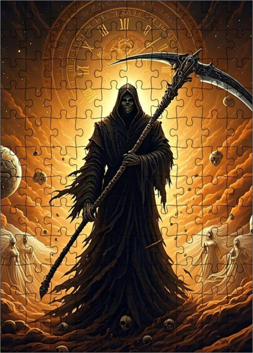 Ahşap Mdf Puzzle Yapboz Azrail İskelet 120 Parça 25 x 35 cm