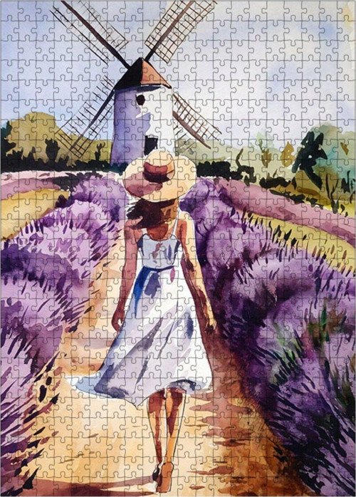 Ahşap Mdf Puzzle Yapboz Lavanta Tarlası 500 Parça 50 x 70 cm