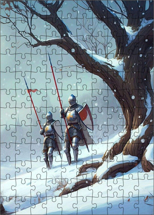 Ahşap Mdf Puzzle Yapboz Kış Şovalye Savaşçıları 120 Parça 25 x 35 cm