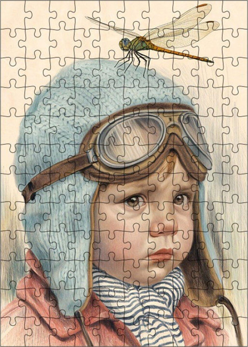 Ahşap Mdf Puzzle Yapboz Pilot Çocuk Ve Sinek 120 Parça 25 x 35 cm