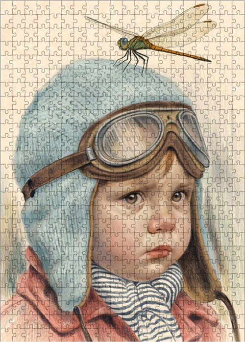 Ahşap Mdf Puzzle Yapboz Pilot Çocuk Ve Sinek 500 Parça 50 x 70 cm