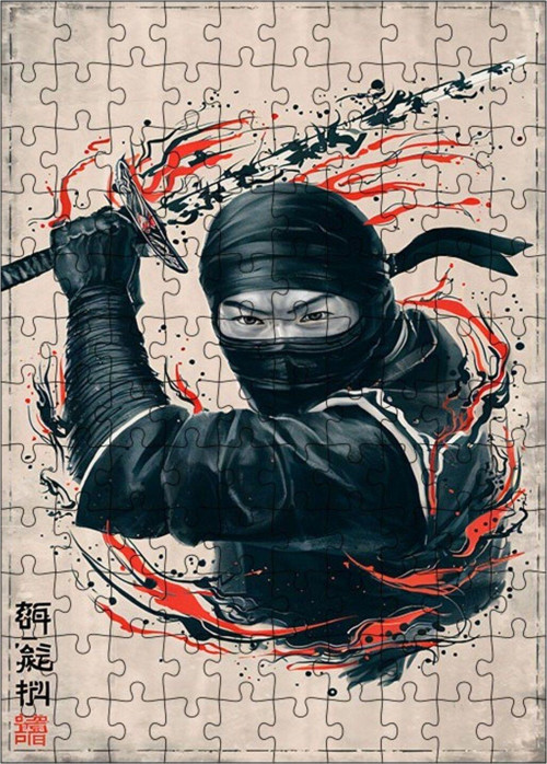 Ahşap Mdf Puzzle Yapboz Ninja Dövüşçü 120 Parça 25 x 35 cm