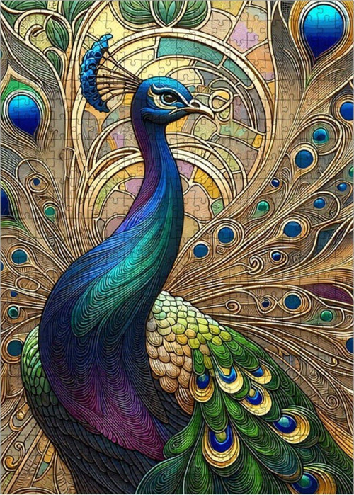 Ahşap Mdf Puzzle Yapboz Tavus Kuşu 500 Parça 50 x 70 cm