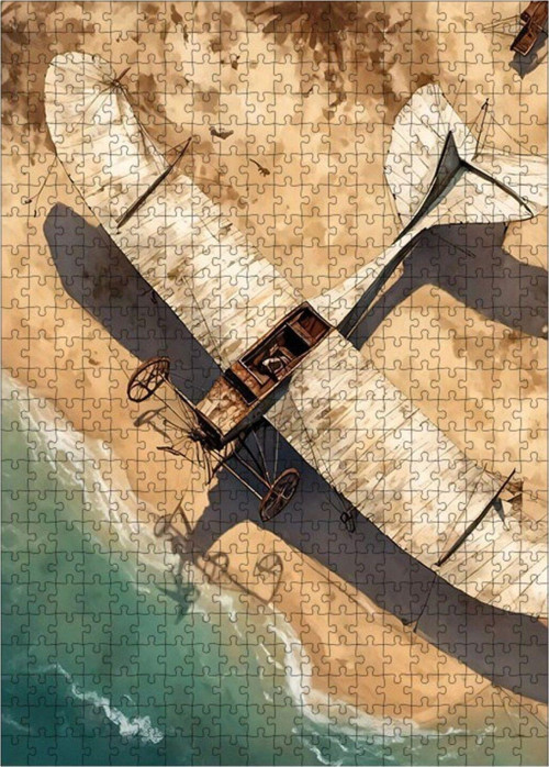 Ahşap Mdf Puzzle Yapboz Retro Uçak 500 Parça 50 x 70 cm