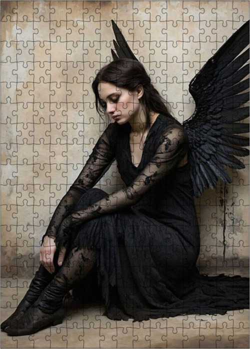 Ahşap Mdf Puzzle Yapboz Siyah Melek 255 Parça 35 x 50 cm