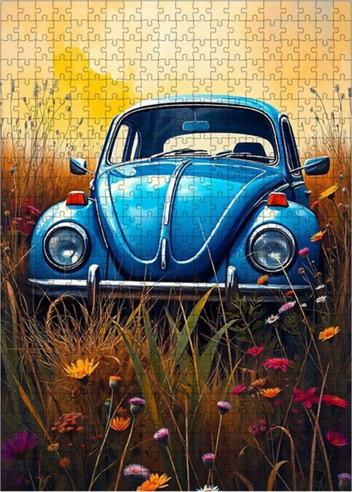 Ahşap Mdf Puzzle Yapboz Mavi Vosvos 500 Parça 50 x 70 cm
