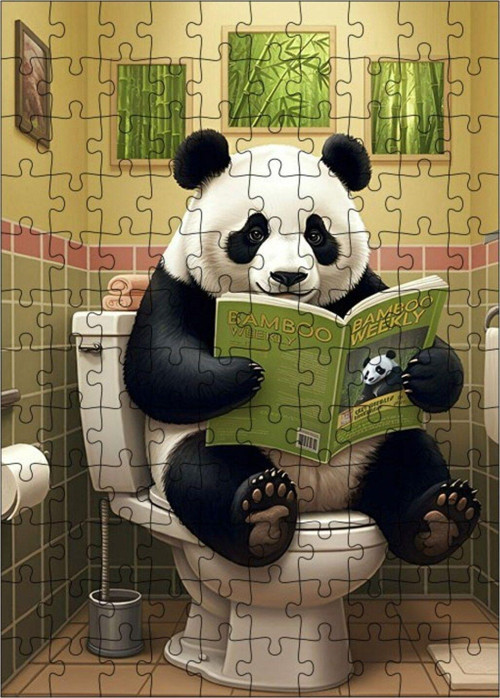Ahşap Mdf Puzzle Yapboz Tuvalet Pandası 120 Parça 25 x 35 cm