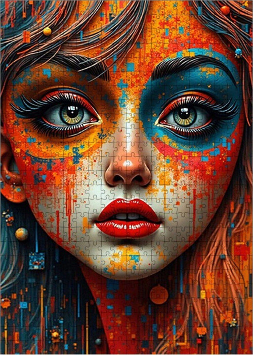 Ahşap Mdf Puzzle Yapboz Renkli Portre 500 Parça 50 x 70 cm