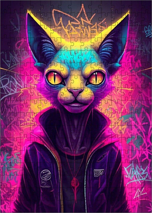 Ahşap Mdf Puzzle Yapboz Kedi Hoodie 255 Parça 35 x 50 cm