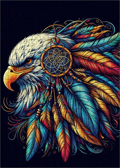 Ahşap Mdf Puzzle Yapboz Renkli Kartal 255 Parça 35 x 50 cm