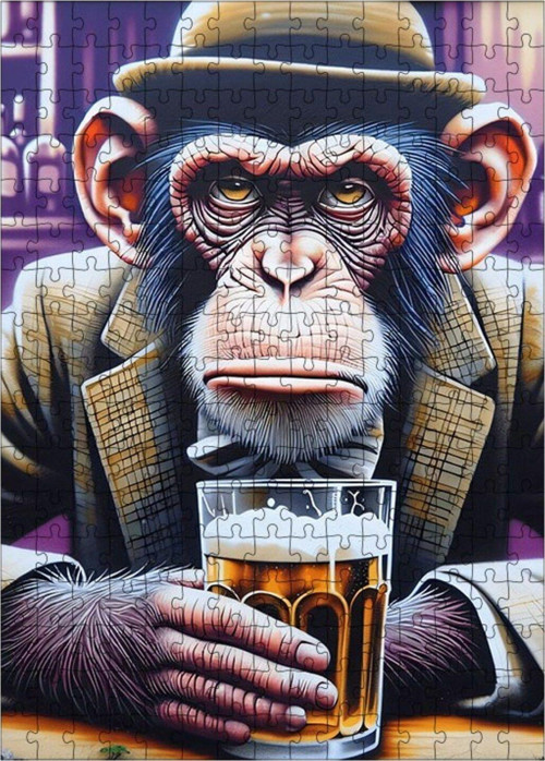 Ahşap Mdf Puzzle Yapboz Bira Maymunu 255 Parça 35 x 50 cm