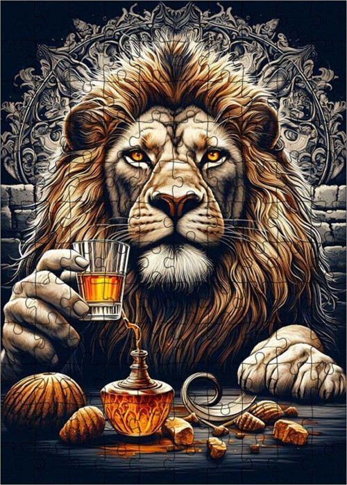 Ahşap Mdf Puzzle Yapboz Aslan Ve Kahve 120 Parça 25 x 35 cm