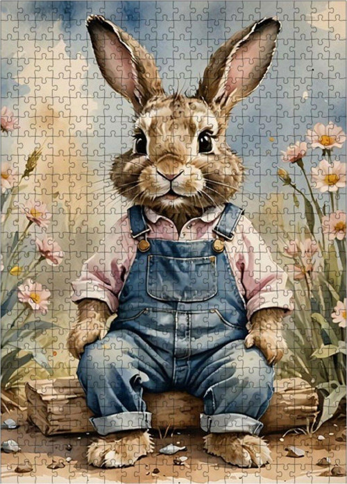 Ahşap Mdf Puzzle Yapboz Tavşan Adam 500 Parça 50 x 70 cm