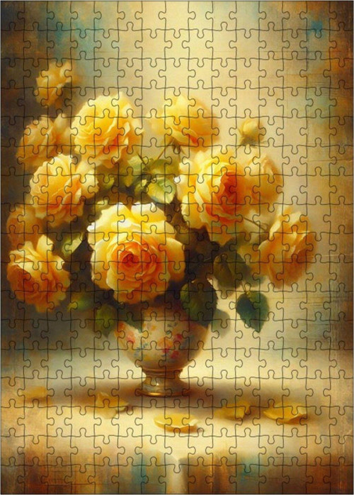 Ahşap Mdf Puzzle Yapboz Sarı Güller 255 Parça 35 x 50 cm
