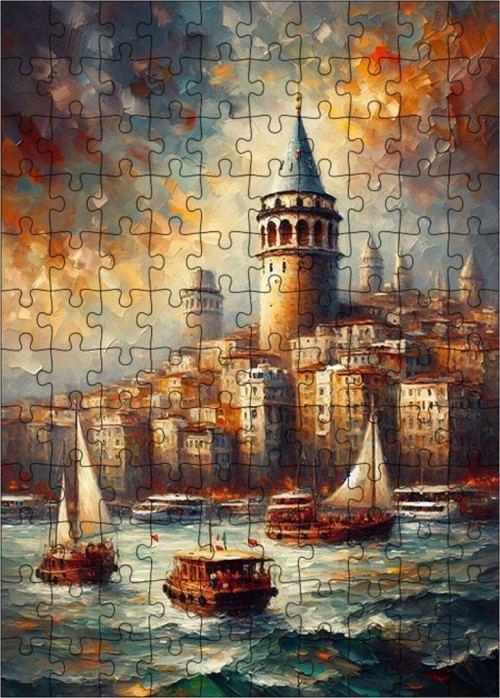 Ahşap Mdf Puzzle Yapboz Galata Kulesi 120 Parça 25 x 35 cm