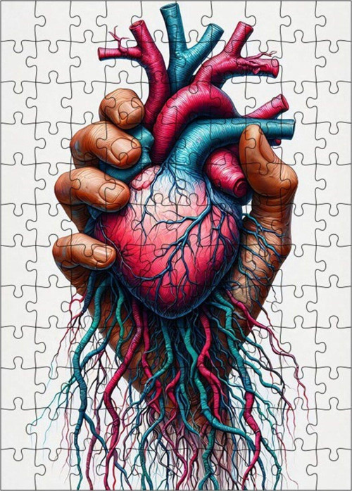 Ahşap Mdf Puzzle Yapboz Kalp Eli 120 Parça 25 x 35 cm