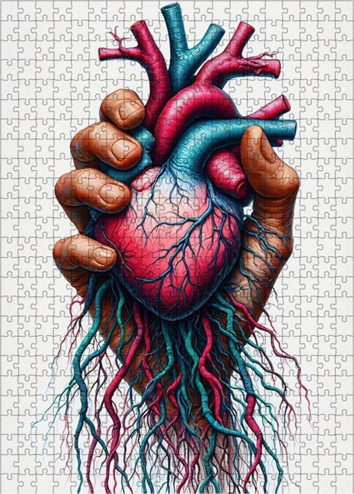 Ahşap Mdf Puzzle Yapboz Kalp Eli 500 Parça 50 x 70 cm