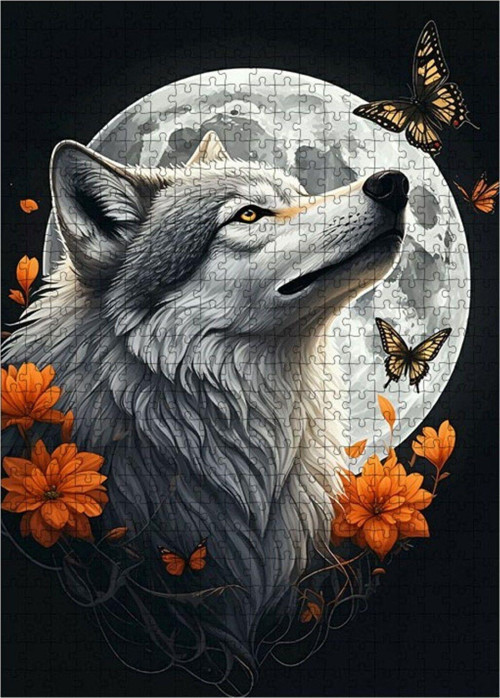 Ahşap Mdf Puzzle Yapboz Kurt Ayı 500 Parça 50 x 70 cm